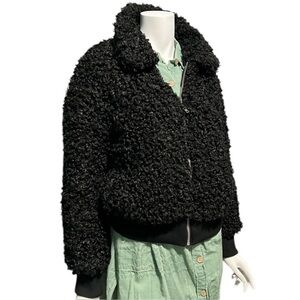 Forever 21 Faux Curly Hair Fur Black Short Jacket Medium NWOT